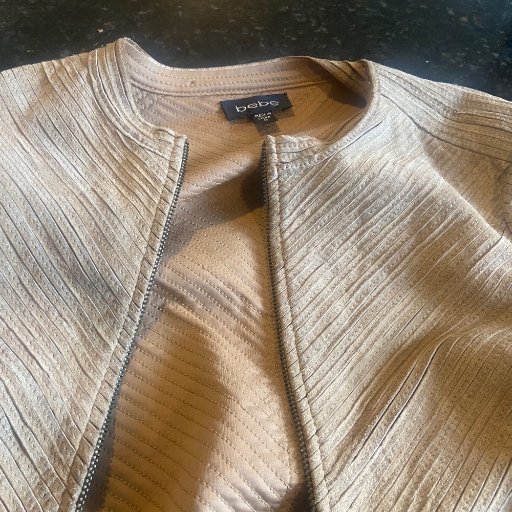 Tan Suede Cropped lightweight jacket by Bebe